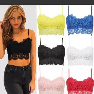Womens size C lace Floral Bralette Crop Top (white